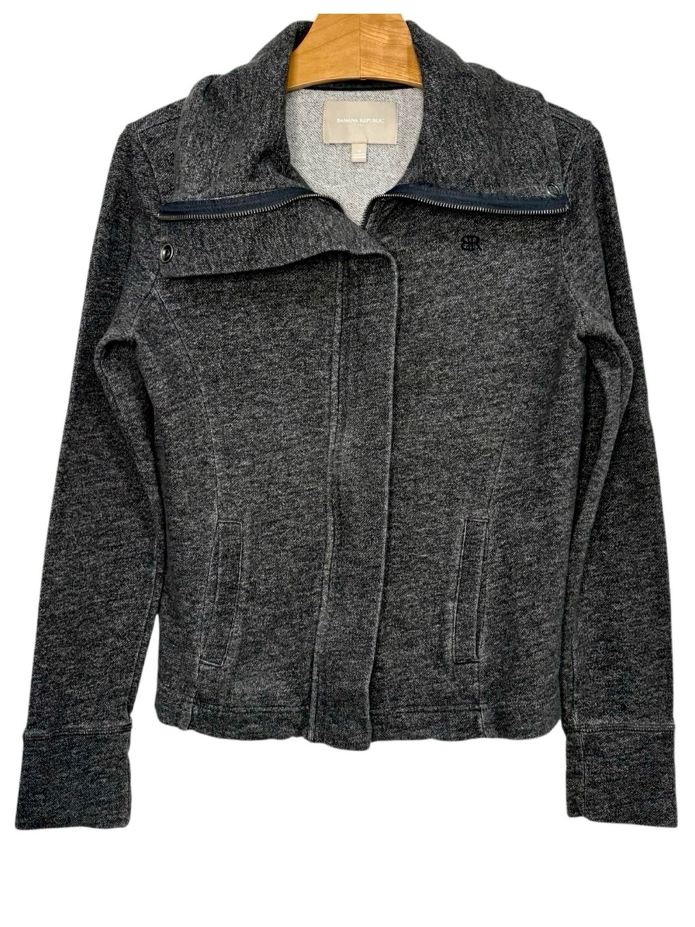 Banana Republic Moto Jacket Asymmetrical Zip Gray Small